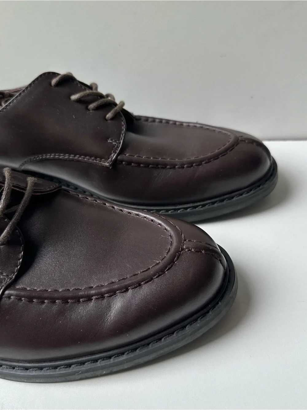 Lands' End Men's Brown Leather Lace-Up Moc Toe Oxford Dress Shoes Size 8D